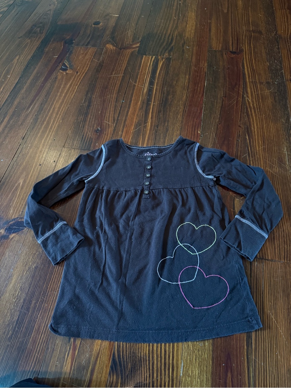 Girls' Long-Sleeve Brown Heart Tunic Top